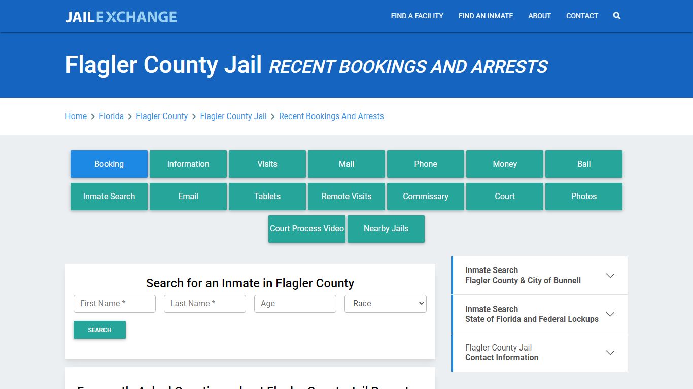 Flagler County Jail Recent Bookings And Arrests - Jail Exchange